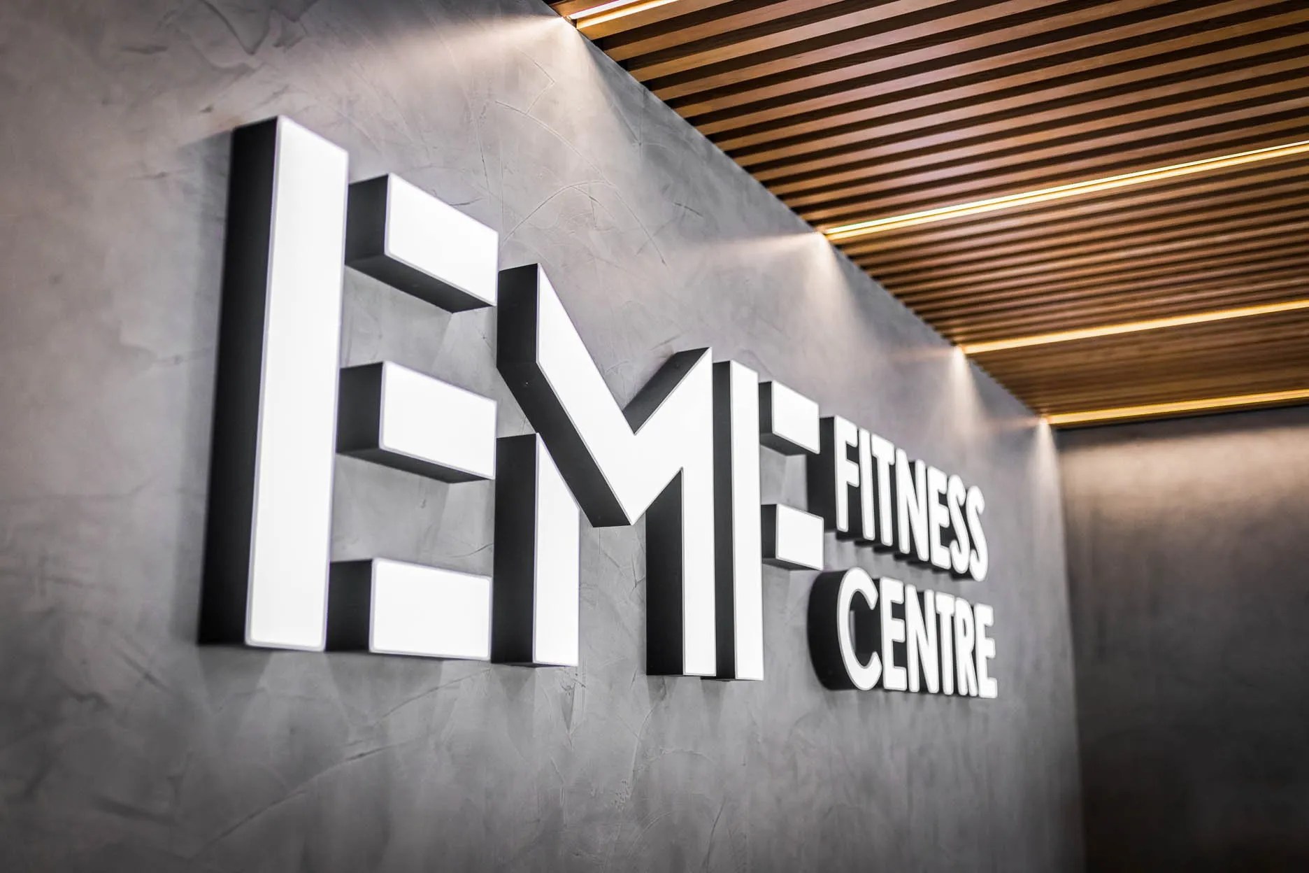 Emf fitness centre logo featuring a vibrant commercial painting design.